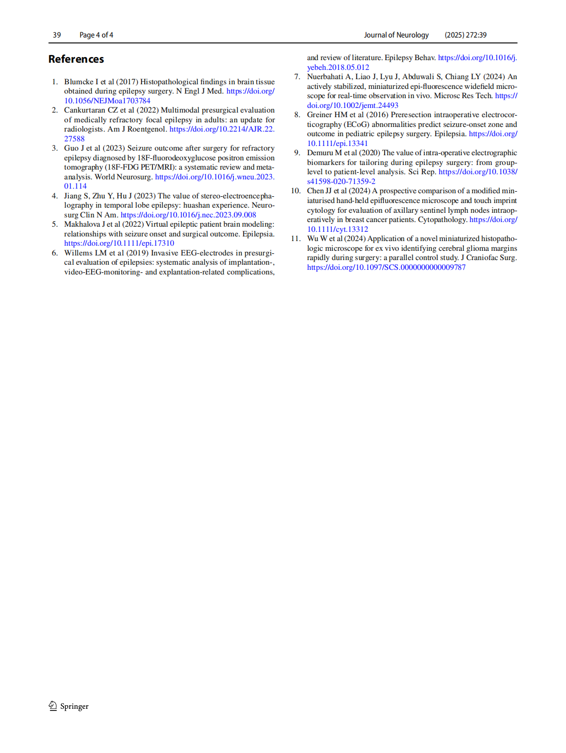 Intraoperative identifcation of epileptogenic foci using handheld  histopathologic endoscopy: a case report(图4)